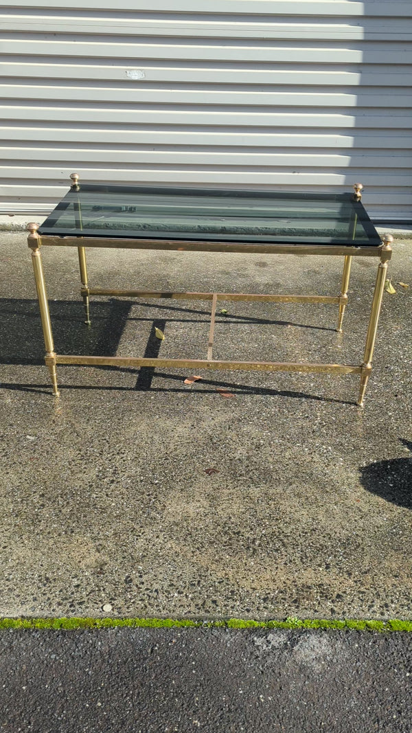 Brass gold and black coffee table rectangle Italian vintage 1970s